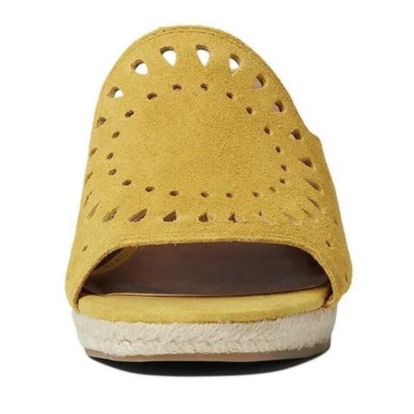 Lucky Brand Mindiya Yellow Mimosa Oiled Suede Espadrilles Wedges NIB Size 9 - Picture 4 of 9